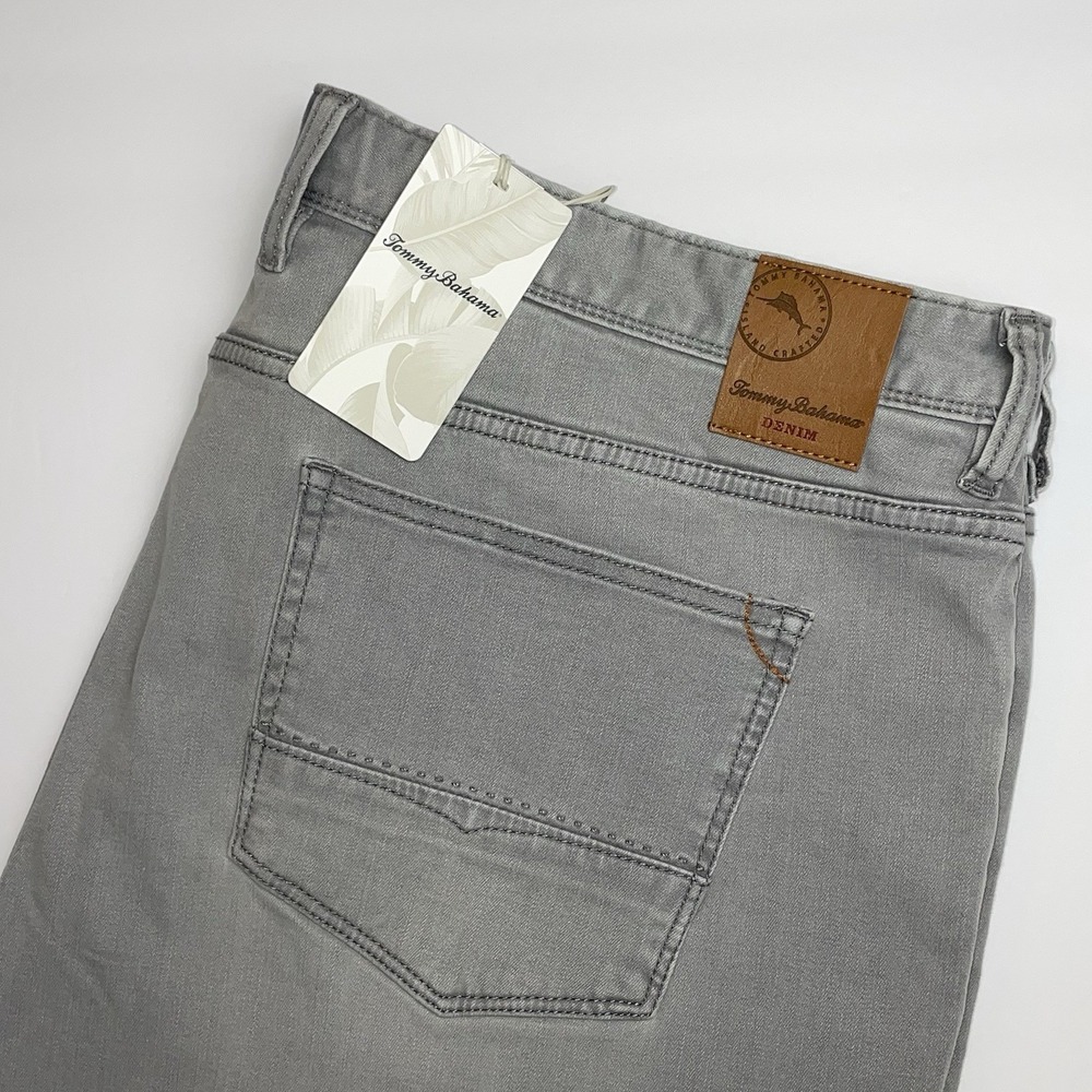 NEW Tommy Bahama Boracay Jeans Men 44x34 Vintage Grey Wash Straight Leg Stretch‎